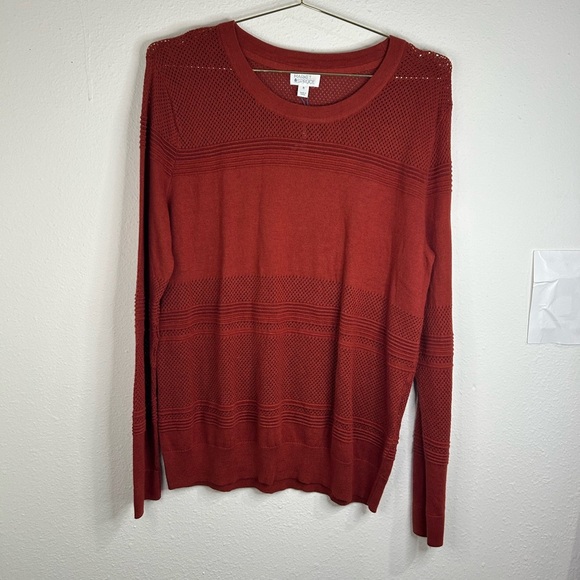 Market Spruce Rust Red Knit Sweater XL Lightweight Stretch Pullover Casual Cozy - Picture 1 of 7